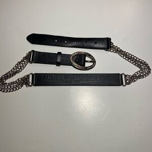 Authentic Harley-Davidson Leather and Stainless Steel Chain Belt NWOT